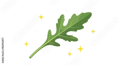 Arugula Leaf Sparkles Against a Midnight Black Canvas, Creating Visual Allure