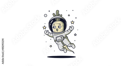 Astronaut Parsnip Floating In The Outer Space Amongst The Cosmic Stars and Planets