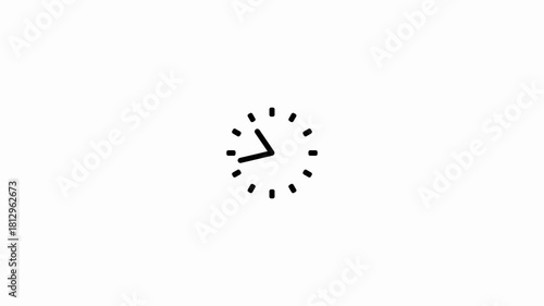 Simple black outline clock icon with cursor on white background time