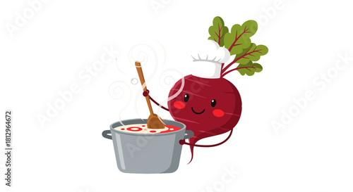 Beetroot Chef: Culinary Delight with Whimsical Vegetable Cooking, Cute and Friendly