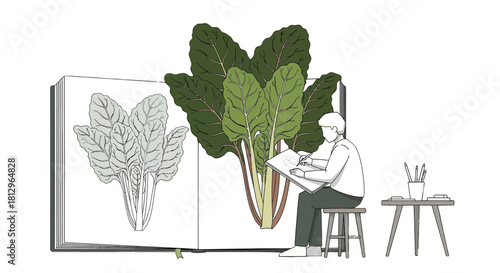 Botanical Artist Creates Vibrant Vegetable Illustration In Studio Environment