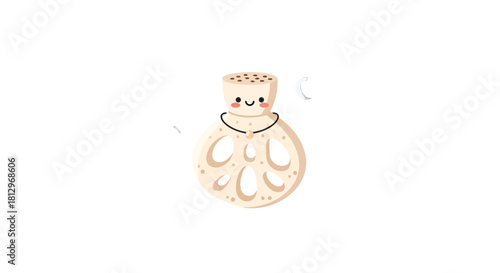 Charming Lotus Root Illustration Smiling Amongst The Celestial Bodies On A Black Background