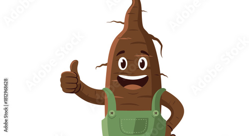 Cheerful Vegetable Character Giving A Thumbs Up Against A Black Background