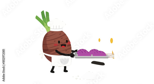 Chef Taro Root Delivers Freshly Baked Purple Dishes From The Oven Preparation