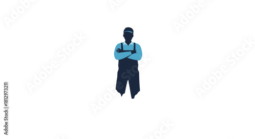 Confident Technician Standing With Arms Crossed Against A Dark Black Background