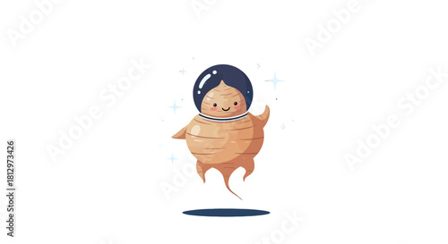 Cosmic Root Vegetable Explorer in a Space Helmet Amidst Shining Stars
