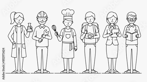 People of various professions and age groups.