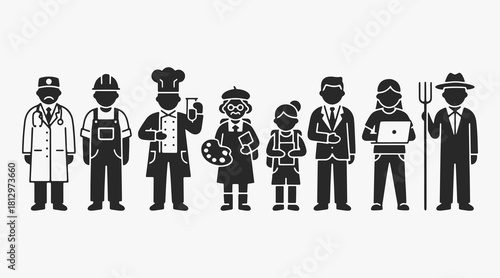 People of various professions and age groups.