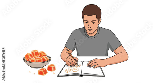 Creative Process Depicted With Artist, Sweet Treats, and Artistic Expression