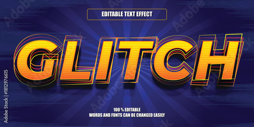 Glitch Fully Editable Text Effect Vector File For Creative Design