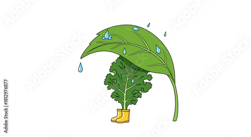 Ecological Harmony: A Peaceful Illustration of Nature's Resilience Under Rain
