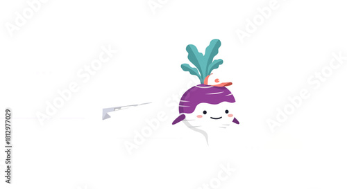 Enchanting Radish Mascot Soaring Through the Skies with Paper Airplane on Black Backdrop