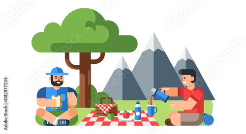 Enjoying A Calm Day With Wonderful Moments In The Nature With Friends