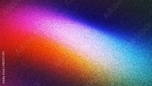 Soft gradient background with smooth flowing colors and grain texture created from thousands of individual dots. Vibrant grainy gradient texture with blending intense glowing effect for visual project