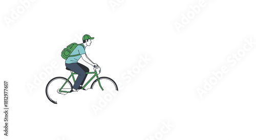 Cyclist Silhouette On Bicycle Against Black Background Creative Line Art