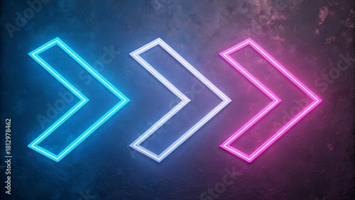 Vaporwave Neon Arrow Icon Set – Blue Pink Gradient Glow on Dark Background