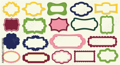 Vibrant collection of decorative frames perfect for scrapbooking, invitations, and creative design projects offering a touch of whimsical charm and timeless appeal