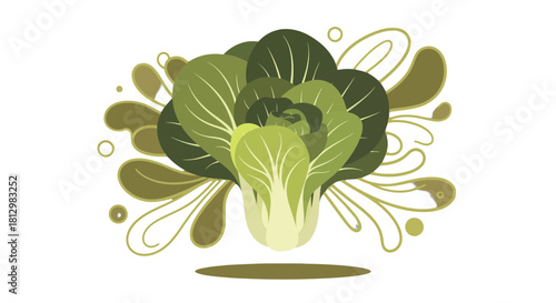 Fresh Bok Choy Arrangement on Black Background with Elegant Artistic Aesthetic Design