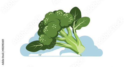 Fresh Broccoli Illustration Depicting Organic Healthy Eating And Nutrition Elements
