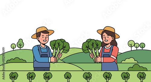 Farmers Harvesting Broccoli in a Field Representing Sustainable Agriculture Practices