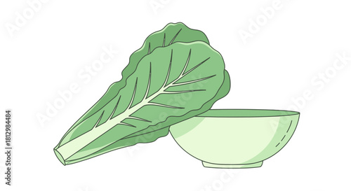 Fresh Green Leaves Beside A Ceramic Bowl Depicted Against A Black Background