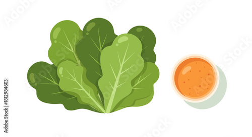 Fresh Green Salad With Dressing On a Black Background For Healthy Eating