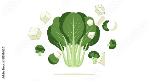 Fresh Greens and Vegetables Floating Against a Black Backdrop for Healthy Living