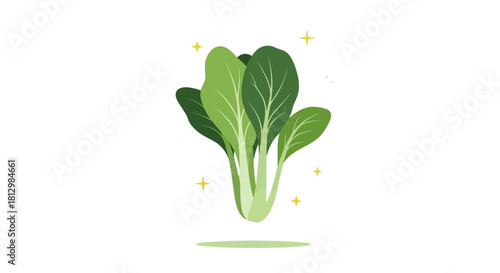 Fresh Greenery Illustration with Sparkling Accents on a Black Background Design