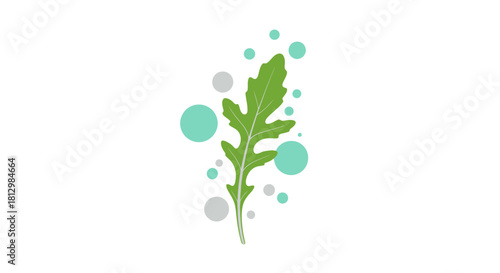 Fresh Arugula Leaf Surrounded By Bubbles Isolated On Black Background Abstract Concept