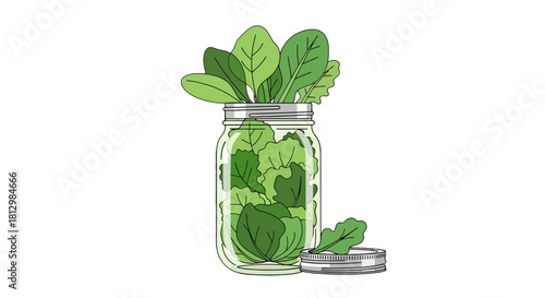 Fresh Greens Bottled In A Jar Displaying A Vegetarian Diet Concept