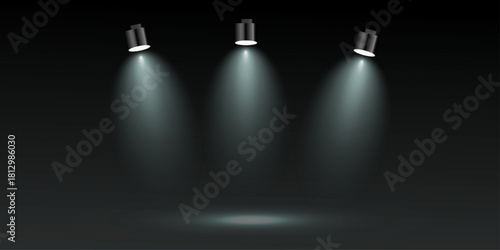 realistic Dark wall with spot lights background