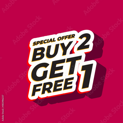 special offer buy 2 get 1 free sticker background