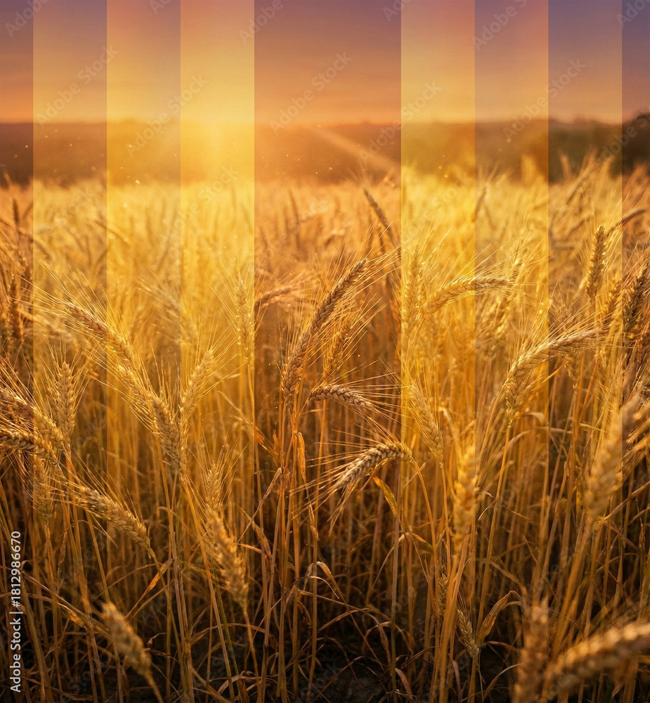 Naklejka premium wheat field at sunset By Generated AI