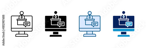 Online Teaching Icon Set Multiple Style Collection