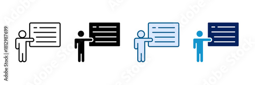 Teacher Pointing Icon Set Multiple Style Collection