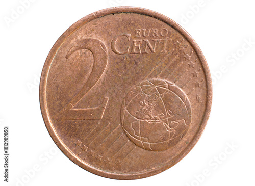 Wallpaper Mural 2 euro cent coin on white background Torontodigital.ca