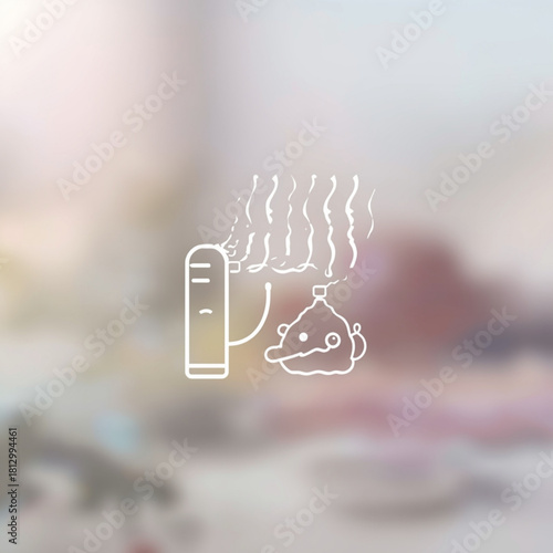 Cartoon illustration of a humidifier emitting mist near a cute, smiling character with steam rising, representing comfort and ambiance