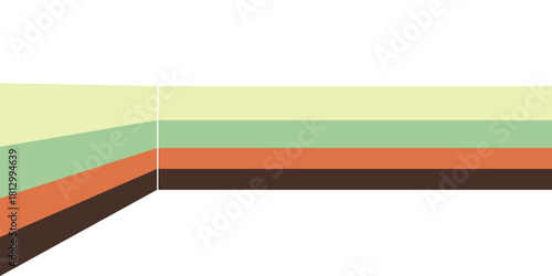 Abstract background featuring a 3D perspective of stacked horizontal layers in earthy tones of brown, orange, and green.