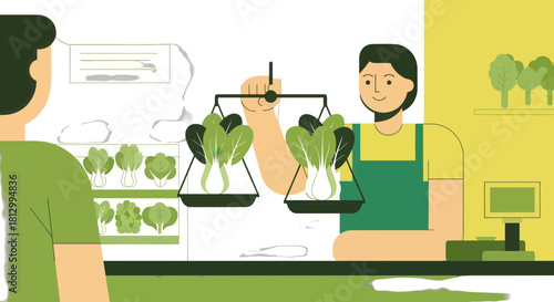 Fresh Produce Displayed At Farmers Market Illustrating Balancing and Healthy Eating Habits