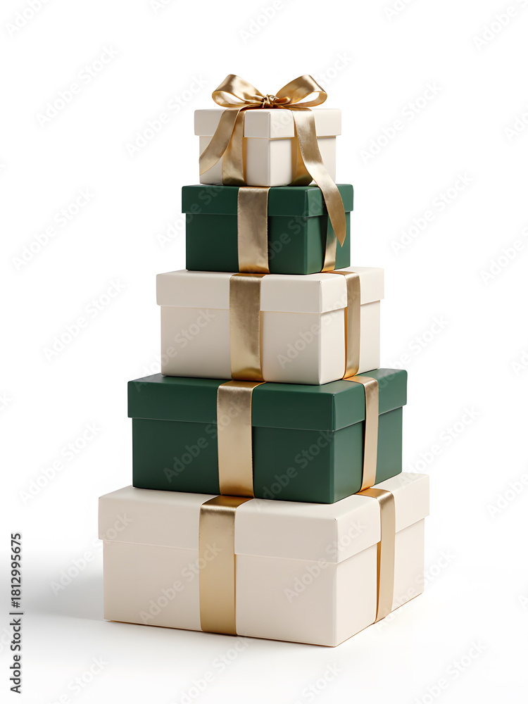 Obraz premium A Stack of Modern and Elegant Wrapped Gift Boxes