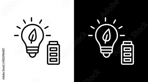 Green Energy Outline White Icon Set Design