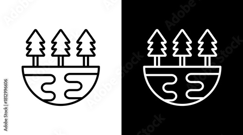 Green Earth Outline White Icon Set Design