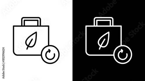Eco Bag Outline White Icon Set Design