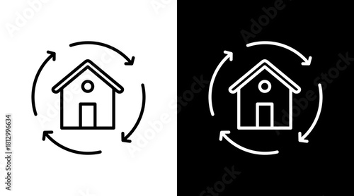 Sustainable Life Outline White Icon Set Design