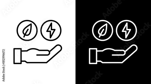Clean Energy Outline White Icon Set Design