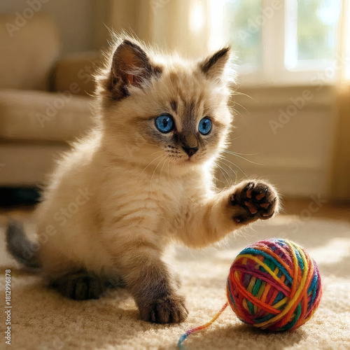 kitten playing with ball