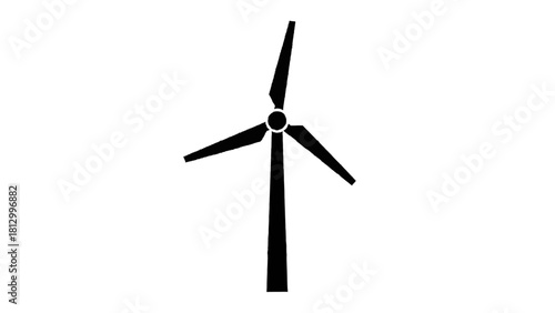 Vector illustration of simple black silhouette icon of a modern wind turbine isolated on transparent background 
