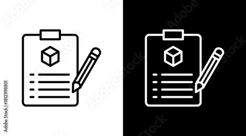 Dispatch Note Outline White Icon Set Design
