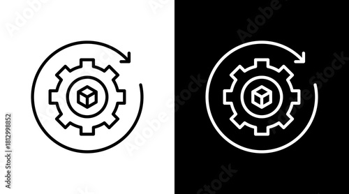 Product Flow Outline White Icon Set Design