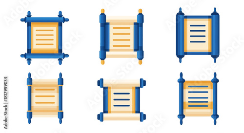Hanukkah Scroll Icons — Minimal Flat Vector Set